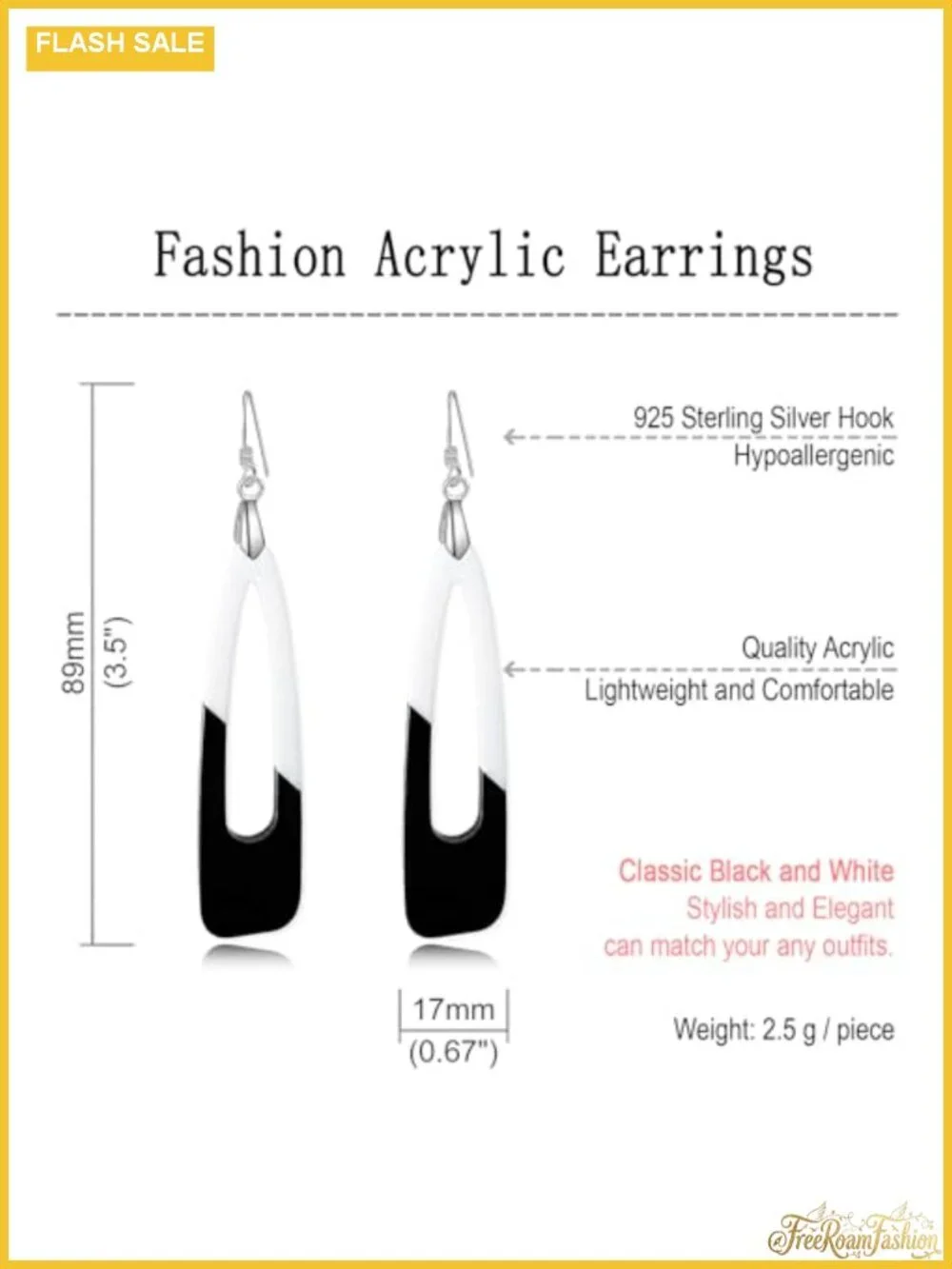 Acrylic Dangle Earrings with 925 Sterling Silver Hook Water Drop Long
